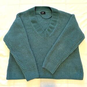 Turquoise Knit Cropped Sweater